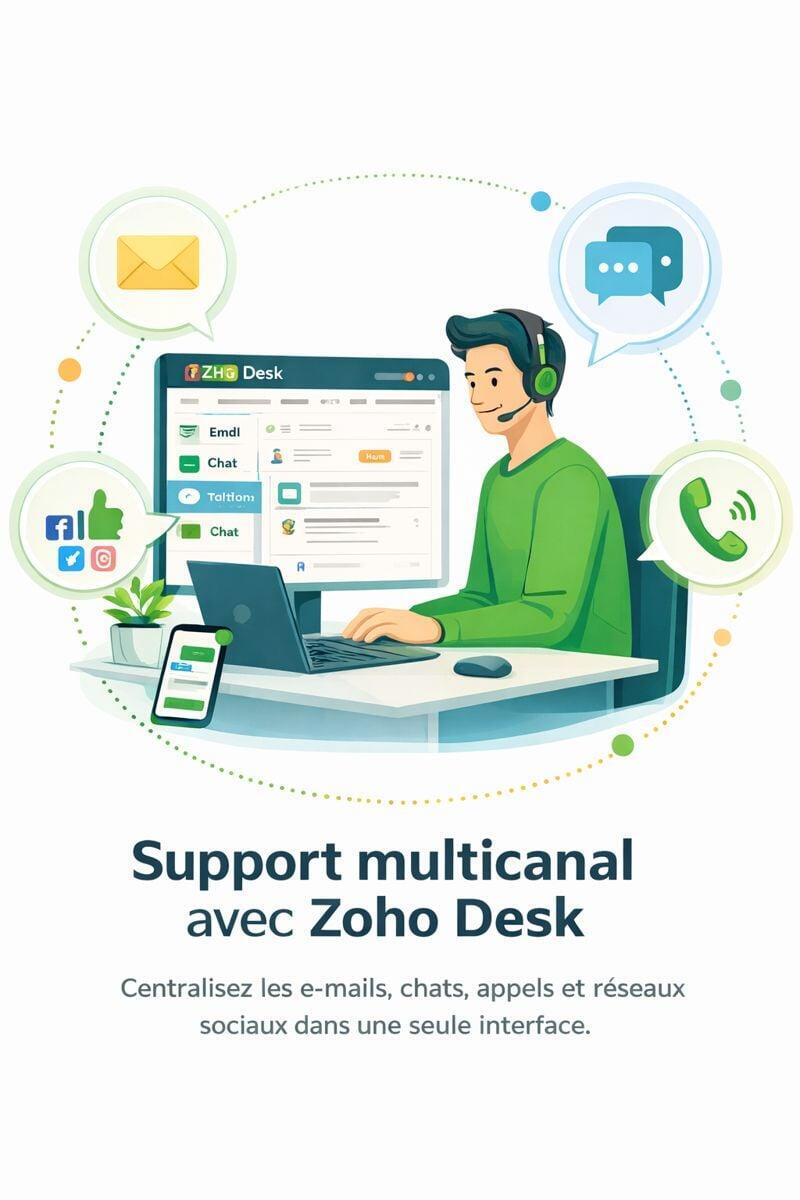 CRM multicanal, email, chat, réseaux sociaux, site web